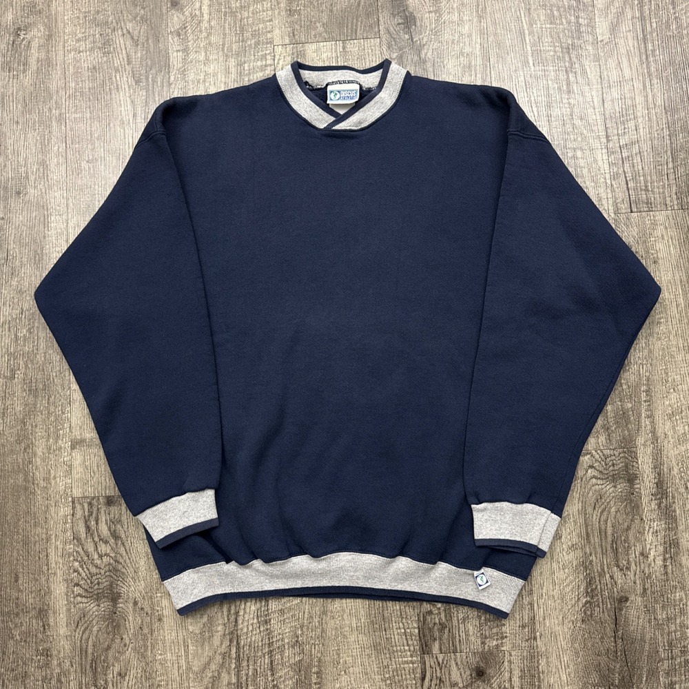Vintage Discus Athletic Ringer Style Sweatshirt Made in USA XL
